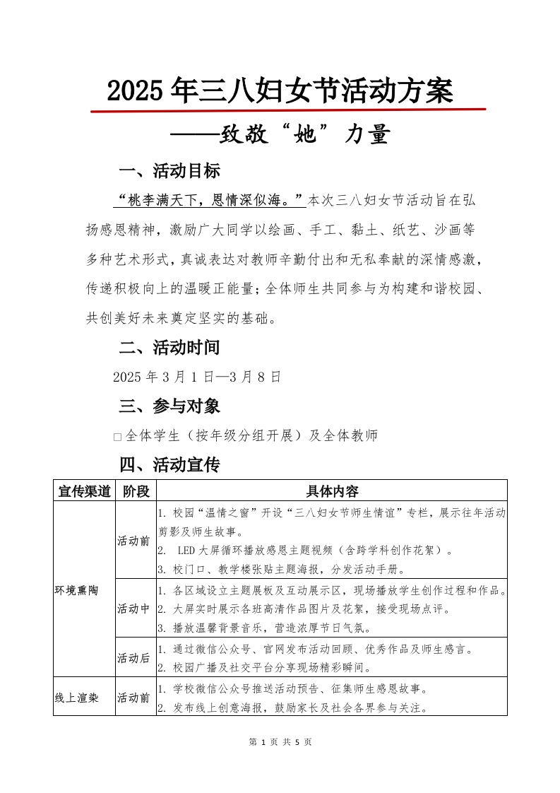 2025年三八妇女节活动方案