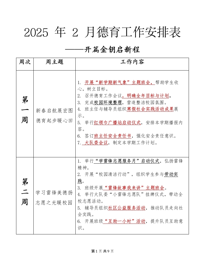 2025年德育工作安排表（按月份）docx(1)