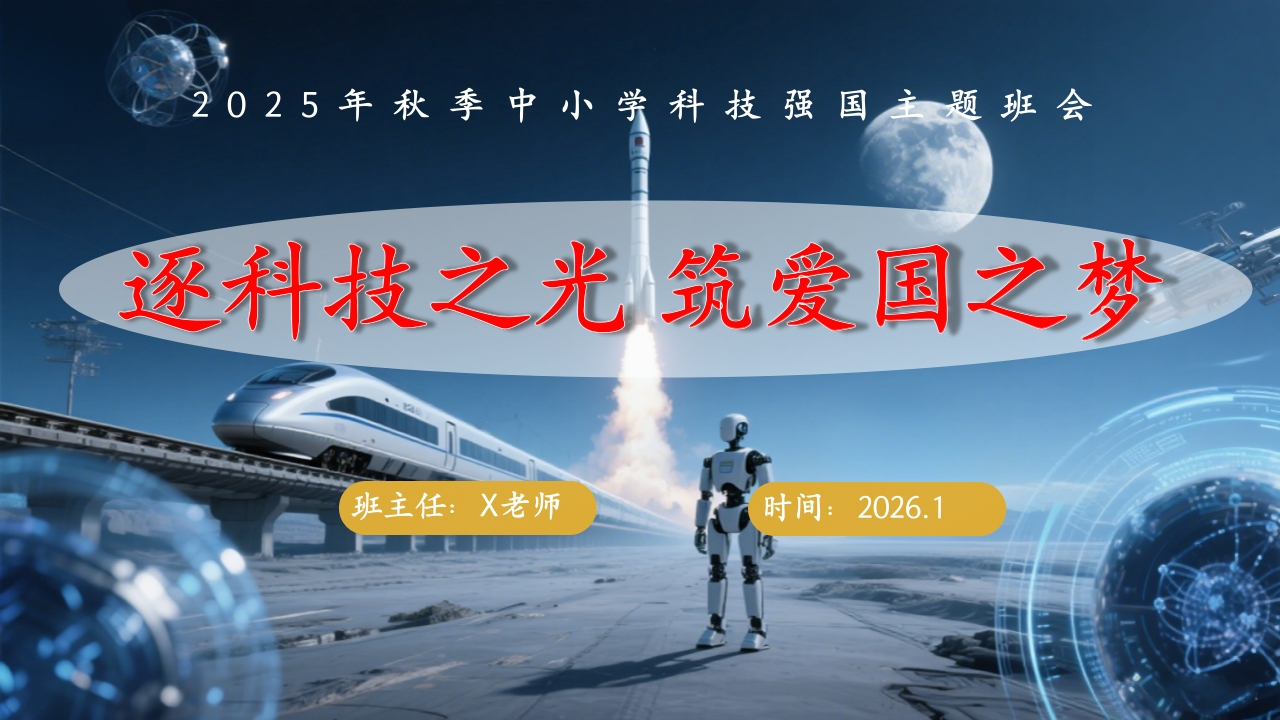 【25年秋】【第16周】《逐科技之光，筑爱国之梦》主题班会PPT